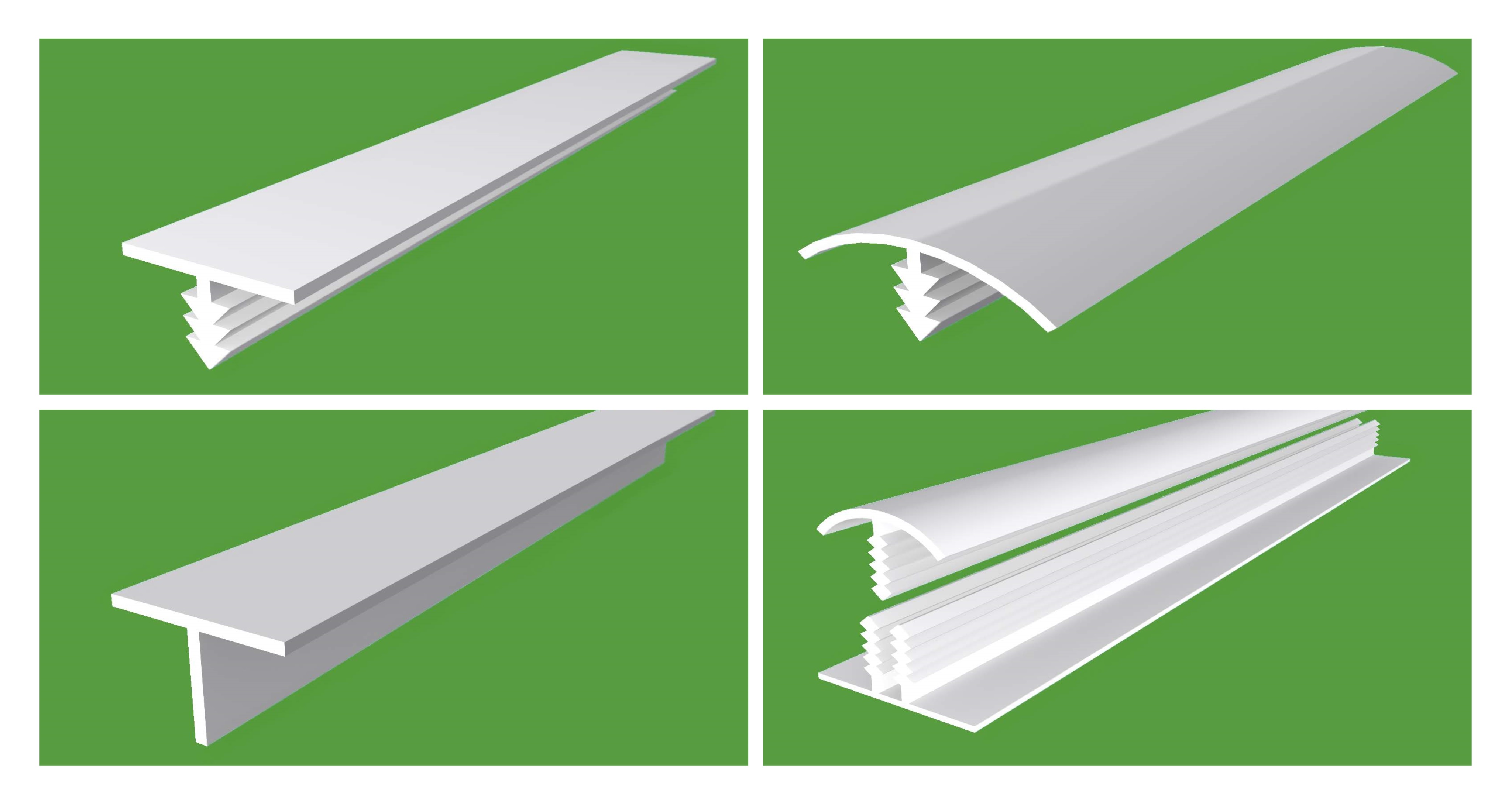 Plastic T barb, T trim, H interlocking trim